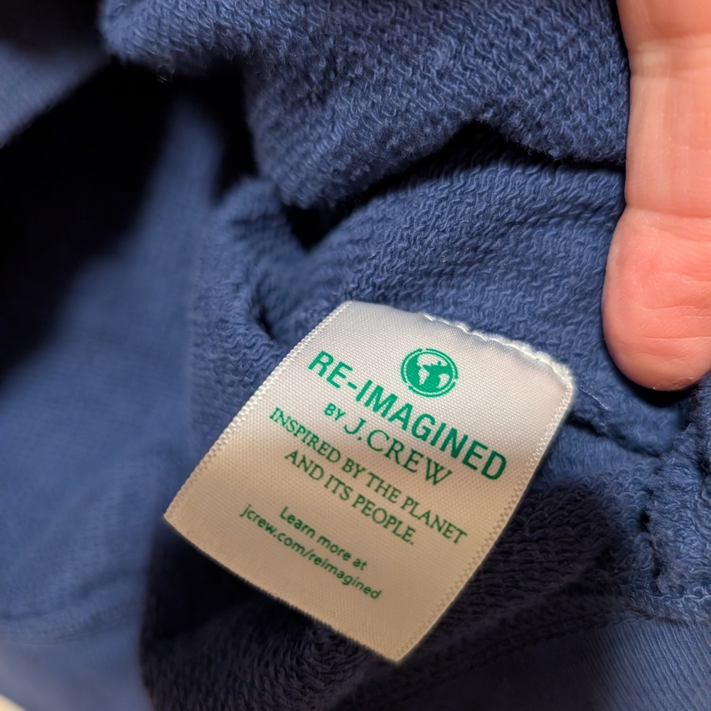 J. Crew Vintage Fleece Cropped Sweatshirt Hoodie, Blue, EUC, Size M - Picture 9 of 9